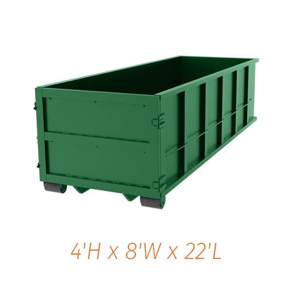 we offer flexible rental periods for our 20 yard dumpsters, ranging from a few days to several weeks depending on your needs